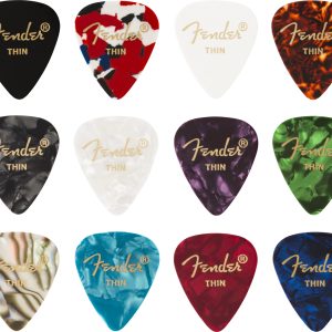 FENDER 351 MEDLEY PACK, 12 PICKS, CELLULOID, THIN, ONE OF EACH