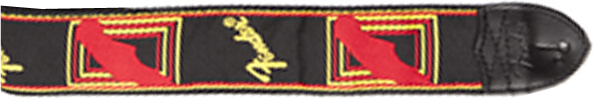 FENDER 2" MONOGRAMMED GUITAR STRAP, BLACK/YELLOW/RED