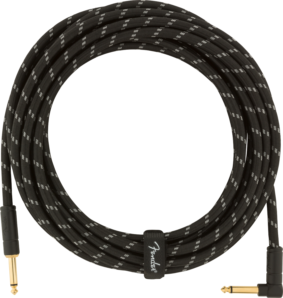 FENDER DELUXE SERIES INSTRUMENT CABLE, BLACK TWEED, 18.6'