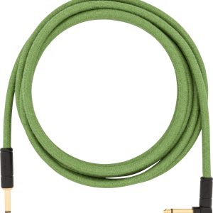FENDER 10' PURE HEMP INSTRUMENT CABLE, GREEN, RIGHT ANGLE
