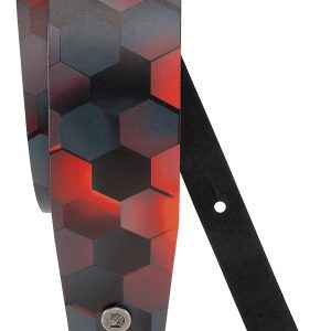 D'ADDARIO PRINTED LEATHER GUITAR STRAP, RED HEX