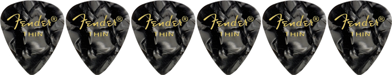 FENDER 351 SHAPE PREMIUM CELLULOID 12-PACK, BLACK MOTO, THIN
