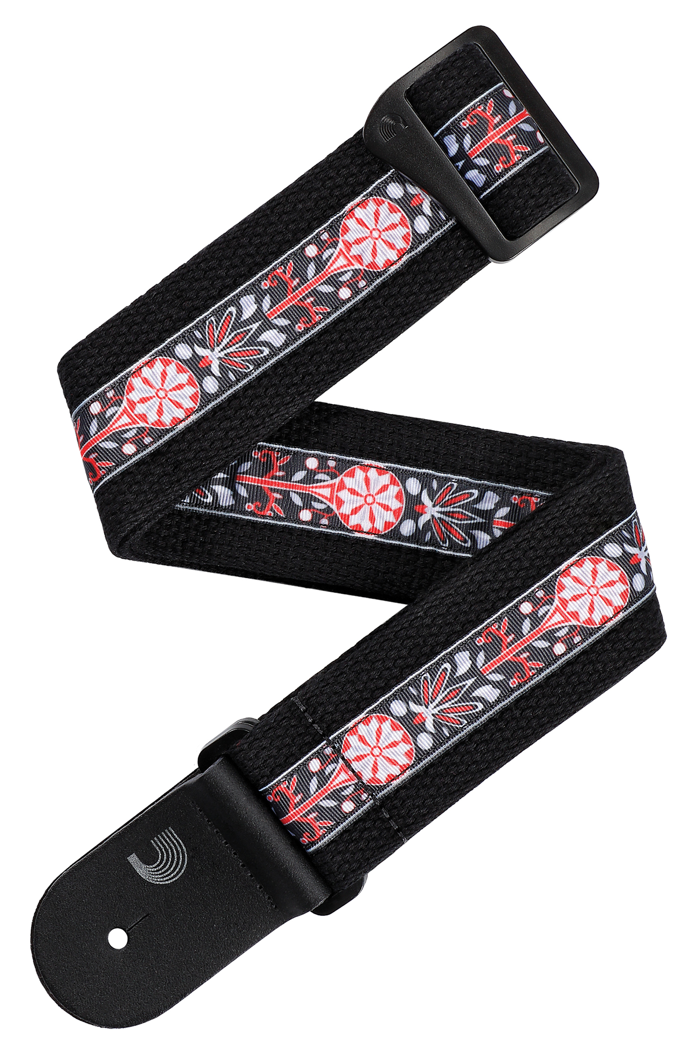 D'ADDARIO DELUXE COTTON GUITAR STRAP, BLACK