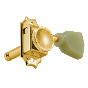 GROVER LOCKING DELUXE GOLD W/   PLASTIC KEYSTONE BUTTON SET 6 3+3
