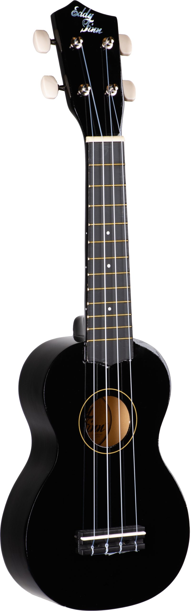 EDDY FINN SOPRANO UKULELE WITH BAG, GLOSS FINISH, BLACK
