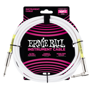 10' Straight / Angle Instrument Cable - White