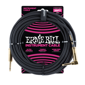 25' Braided Straight / Angle Instrument Cable - Black