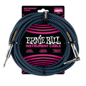 25' Braided Straight / Angle Instrument Cable - Black / Blue