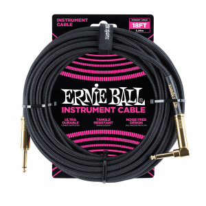 18' Braided Straight / Angle Instrument Cable - Black