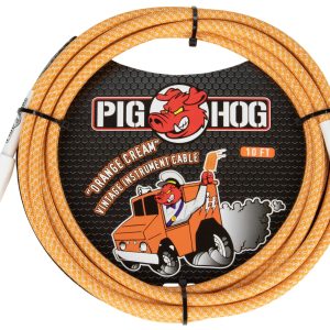 PIG HOG VINTAGE SERIES INSTRUMENT CABLE, 10FT, ORANGE CREME 2.0