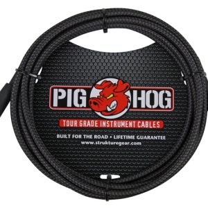 PIG HOG VINTAGE SERIES INSTRUMENT CABLE, 10FT, BLACK WOVEN