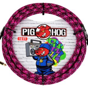 PIG HOG INSTRUMENT CABLE, 10FT RIGHT, PINK GRAFFITI