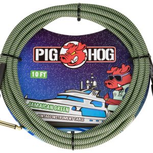 PIG HOG VINTAGE SERIES INSTRUMENT CABLE, 10FT, JAMAICAN GREEN