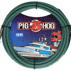 PIG HOG VINTAGE SERIES INSTRUMENT CABLE, 10FT, TAHITIAN BLUE