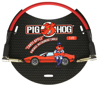 Pig Hog "Candy Apple Red" 1ft Right Angled Patch Cables