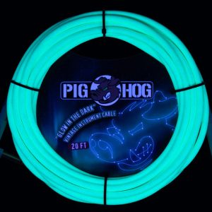 PIG HOG GLOW IN THE DARK INSTRUMENT CABLE, 20FT, RIGHT ANGLE