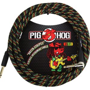 PIG HOG VINTAGE SERIES INSTRUMENT CABLE, 20FT, RASTA STRIPES