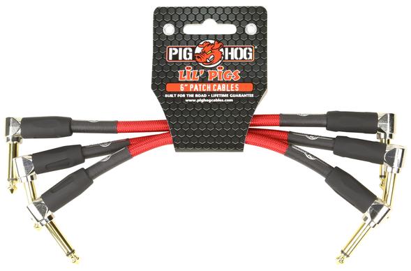 PIG HOG VINTAGE 6" PATCH CABLES, CANDY APPLE, 3PC