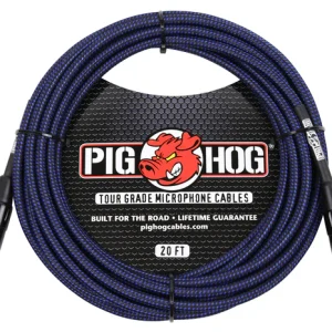 Pig Hog Blue & Black Woven Mic Cable, 20ft XLR
