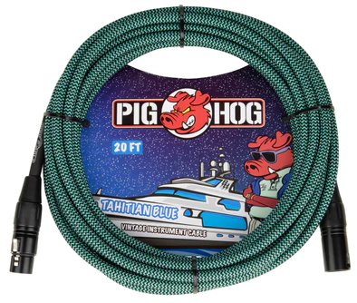 Pig Hog "Tahitian Blue" Woven Mic Cable, 20ft.